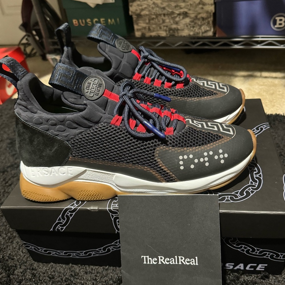 Versace Black and Red Men's Sneakers